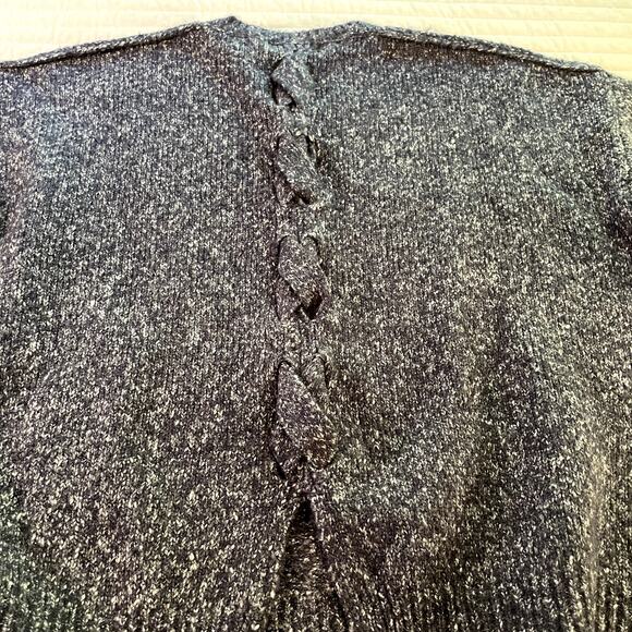 John + Jenn Women's Navy Lace Up Back Long Sleeve Sweater, size Small - Picture 3 of 6